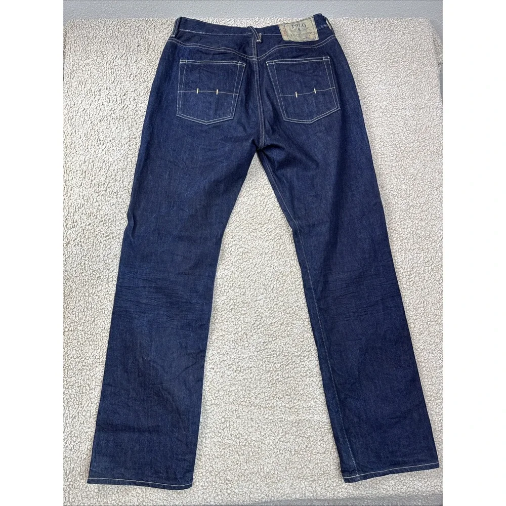 Vintage Polo Ralph Lauren Jeans Mens 34x34 Blue Straight Denim 15941 Button Fly